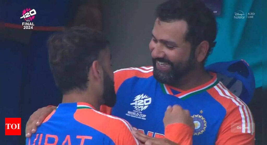 A sigh of relief! Rohit Sharma and Virat Kohli share a hug of a lifetime. Watch | Cricket News – Times of India