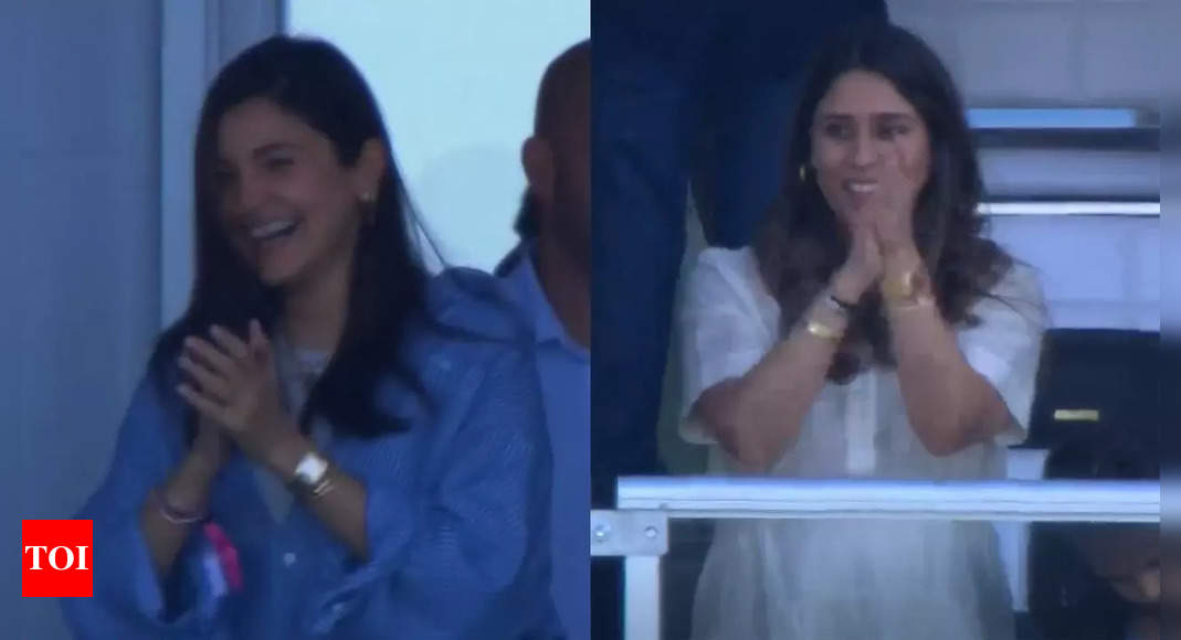 Watch: Anushka Sharma and Ritika Sajdeh beam with joy as India clinch narrow victory over Pakistan | Cricket News – Times of India