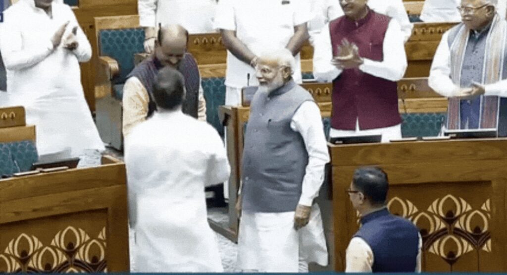 Watch: PM Modi, Rahul Gandhi shake hands, escort Om Birla to Speaker’s chair | India News – Times of India