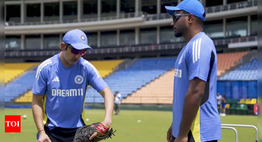 Head coach Gautam Gambhir gives batting tips to Sanju Samson on first day in office | Cricket News – Times of India