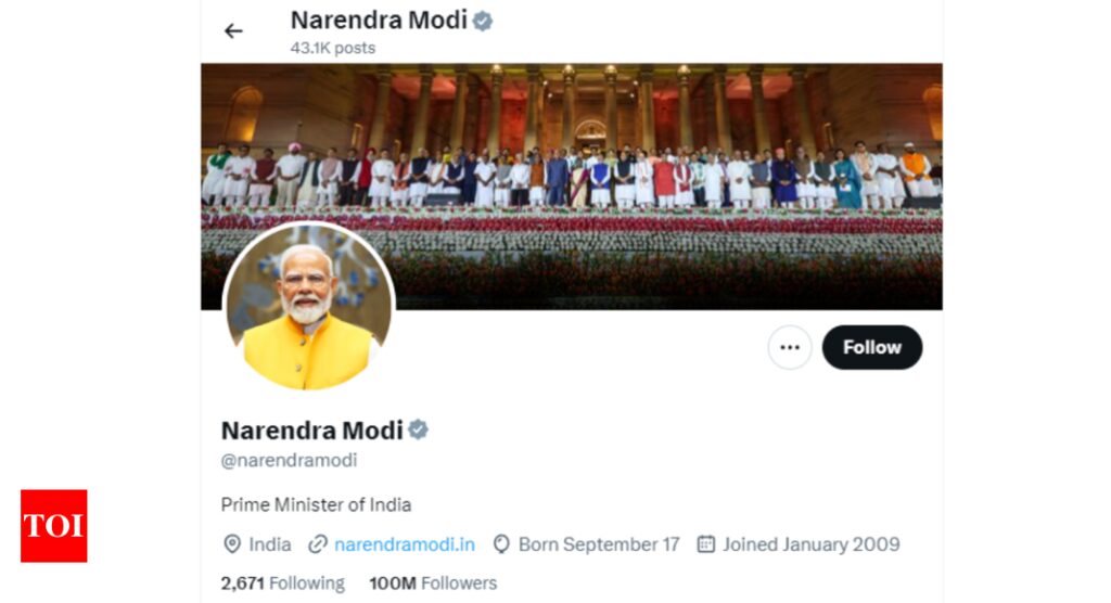 PM Modi’s ‘X’ followers cross 100 million, more than Taylor Swift or Trump | India News – Times of India